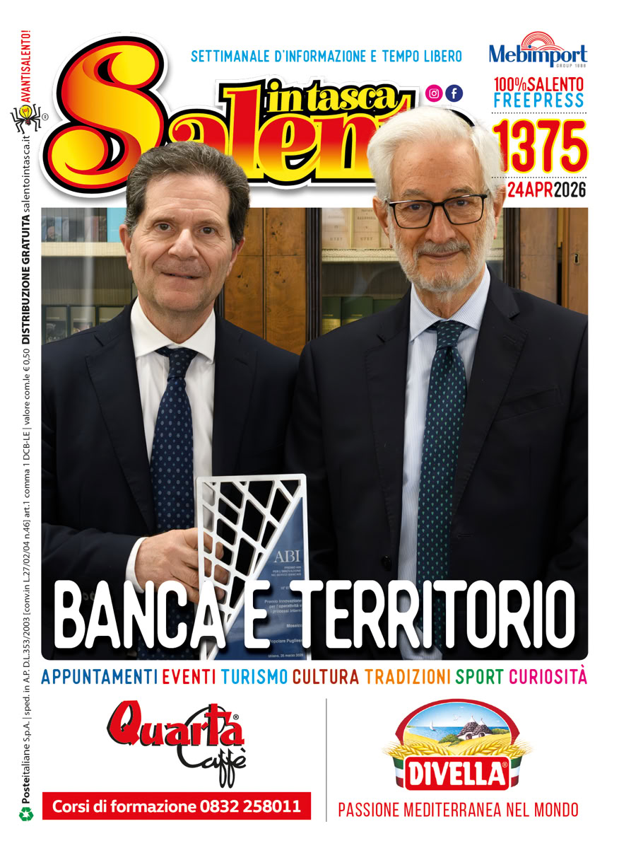 SALENTO IN TASCA 1375 dal 24 al 30 aprile 2026       SALENTO IN TASCA 1364 Dal 6 al 12 febbraio 2026           